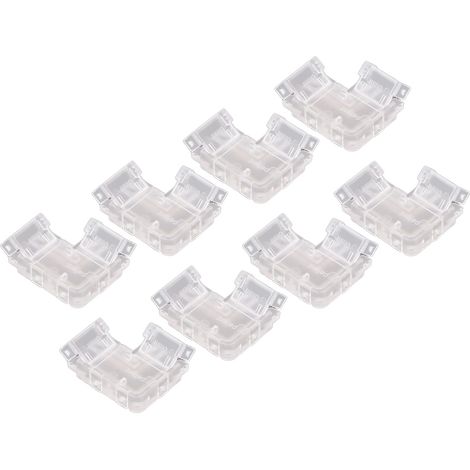 Lot de 8 connecteurs COB professionnels 2 broches 8 mm transparents en forme de L pour rubans LED COB (1/5)