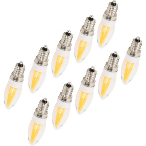 10 Ampoules E12 3W Blanc Chaud pour Lustre et Plafonnier, 110V AC, Long Filament, Lot de 10