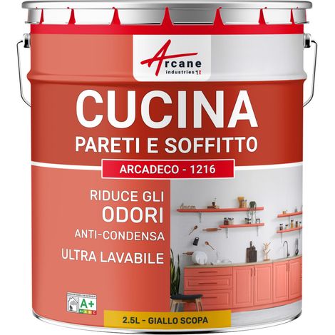 Pittura cucina lavabile, parete e soffitto: ARCADECO - 1216 - 2,5 L Giallo scopa - RAL 1032 - ARCANE INDUSTRIES (1/5)