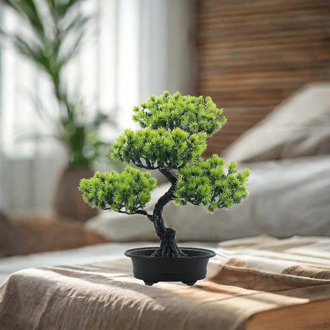 Plantes artificielles bonsaï en pot pour l'intérieur de la salle de bainvert clair (1/5)