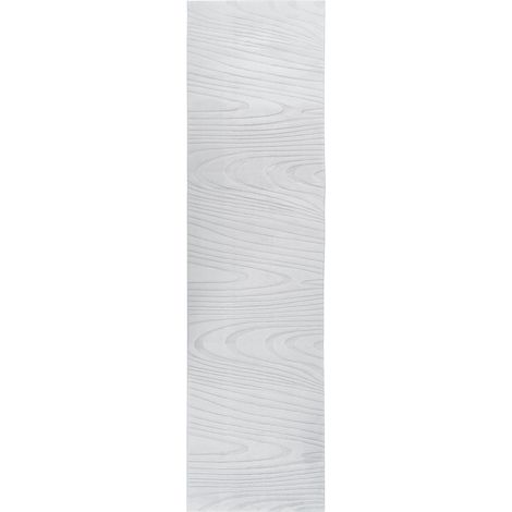 Tapis de Couloir en Fausse Fourrure de Lapin à Poils Longs Motif Géométrique 80 x 300 cm Gris Clair Ontake (1/5)