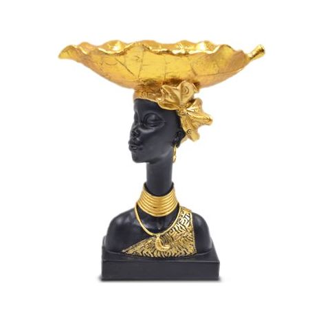 Testa Decorazione Casa in Resina Colore Nero e Oro 24 cm (1/2)