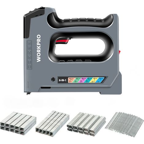 Agrafeuse sans Fil 3,6V Multifonction 5 en 1 avec 4000 Agrafes, Compatible avec Agrafes Types 140, 53, 8, 9, T20, Agrafeuse Murale Électrique pour Bois, Tapissier, Décoration, Bricolage