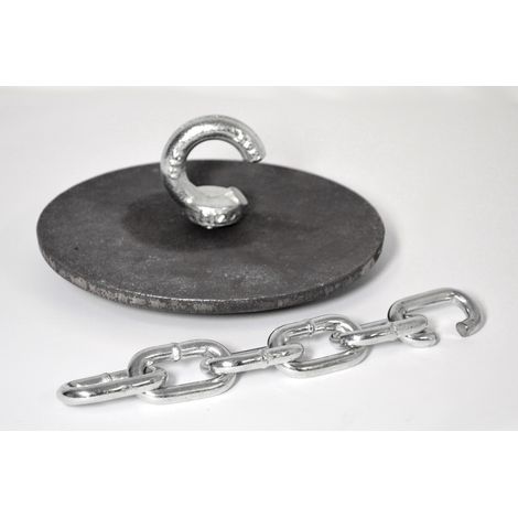 CA150A - Deflector de 17,5 cm + Cadena + Tornillo - Deflector con asa para estufa, placa deflectora, deflector de hierro fundido para caldera de calefacción (1/5)