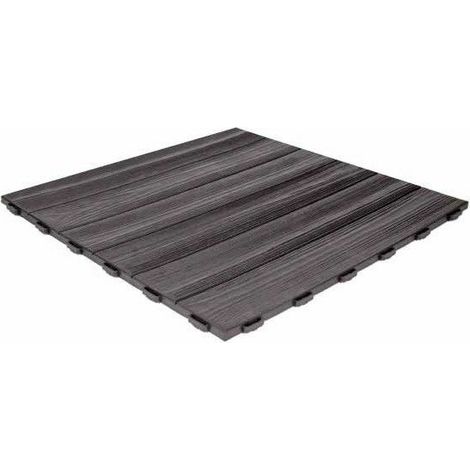 Idroweb – Dalle clipsable extérieure effet bois marron – Plastique recyclé imputrescible – épaisseur 1,3 cm – Carrossable et facile à poser (1/5)