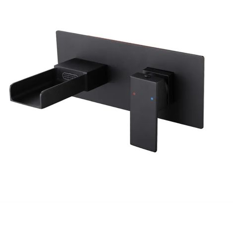 Robinet de lavabo mural 007 en laiton noir collection Alphée (1/5)