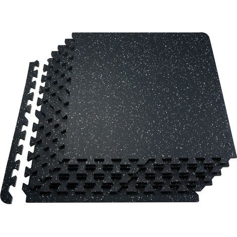 Tapis puzzle emboîtable, absorption des chocs, 12 dalles 14 mm 61 x 61 cm, pour salle de sport et maison (1/5)