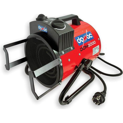Domac – Chauffage de chantier électrique 3000W pour 30 m² – Système anti-incendie – Ventilateur 2 vitesses – Thermostat réglable