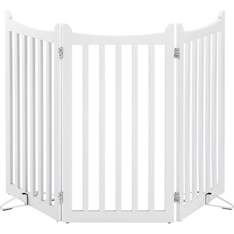 Yaheetech Cancelletto per Cani Estensibile Cancello Pieghevole di Sicurezza da Interno Recinto Barriera per Scale Porta in Legno 3 Pannelli 151,5 cm × 90,5 cm Bianco (1/5)