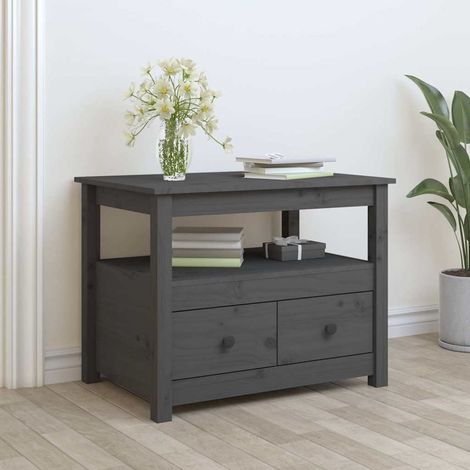 vidaXL Coffee Table Grey 71x49x55 cm Solid Wood Pine (1/5)