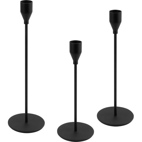 Chandelier Bougeoir,3 Pièces Chandelier de Mariage, 33/28/23 cm Bougeoir Noir Porte-Bougie Conique pour Mariage, Dîner Aux Chandelles, Saint Valentin, Décoration d'Intérieur