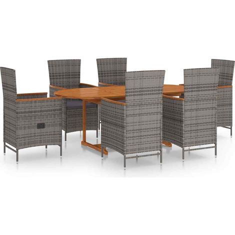 Ensemble repas de jardin 7 pcs Contemporain, Ensemble de salle à manger de jardin Résine tressée Gris OIB4435E (1/5)