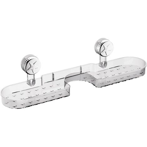 Porte-éponge transparent à ventouse pour shampooing et baignoire, fixation murale, étagère adhésive puissante pour robinet de salle de bain (1/5)