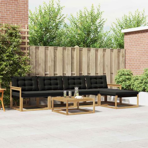 vidaXL Outdoor-Sofagarnitur 6 pcs Weiß und Schwarz 79 x 79 x 37 cm (1/5)