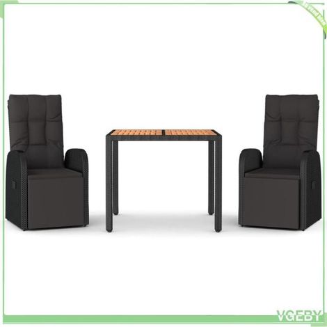 Ensemble à manger de jardin - FAFEICY - 3157606 - Noir - Résine tressée & acacia huilé - Chaises inclinables (1/5)