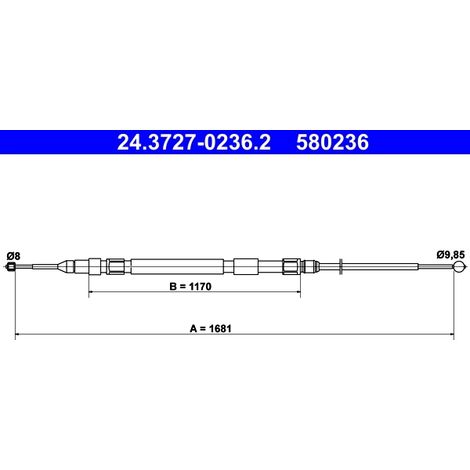 Tirette à câble, frein de stationnement ATE 24.3727-0236.2 BMW 34 40 6 761 097