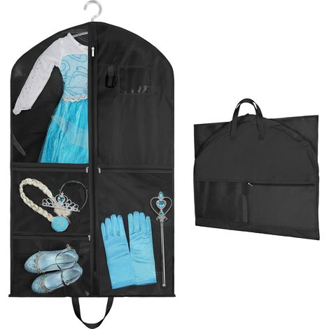 60 100CM Housses Vêtements,Housse Protection pour Vêtements anti Poussière Imperméables avec zip fente d'identification Suspendre Pliables Sac à Respirant pour danseurs les spectacles(Noir) (1/5)