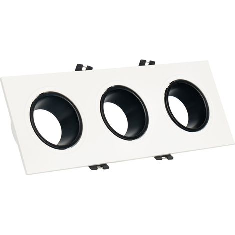 Collerette downlight carrée triple orientable GU10 / MR16 - - Noir-Blanc (1/5)