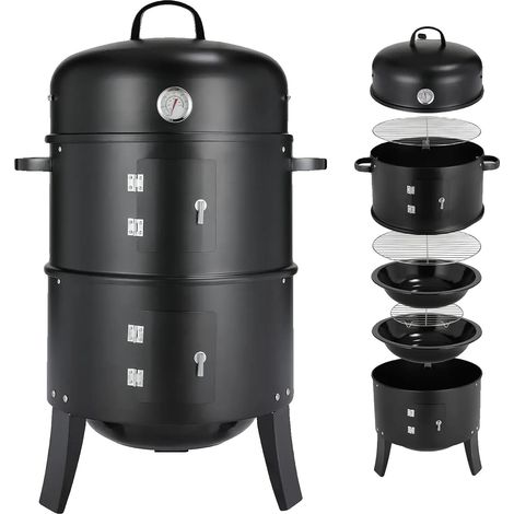 Ahumador, parrilla ahumadora 3 en 1, altura 80 cm (1/2)