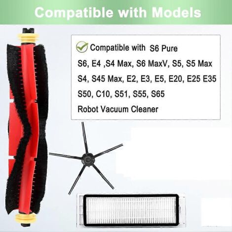 NALOOKAMIC Kit de filtre HEPA pour brosse latérale principale Roborock S6 Pure, S6 E4, S4 Max, S6 MaxV, S5, S5 Max, S4 E2, E3, E5, E20, E25 et E35
