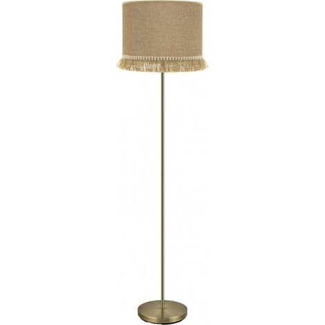 Sibila Lederfußhocker deofLounge Modell Sibila mit RUSTIC FABRILALMP Schirm (1/2)