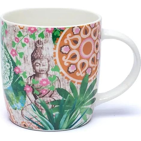 Tasse à Thé Mandala Bouddha Mug Porcelaine Fine Infuseur Inox Cup