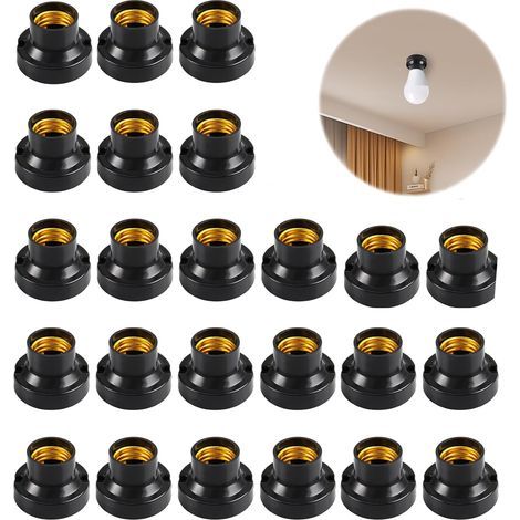 24 Pcs Douille Ampoule Plafond E27 à Visser de Chantier, Base Plafonnier Culot E27, Support de Lampe Plafonnier a Encastrer, pour Ampoules à Incandescence, Lampes Halogènes (1/5)