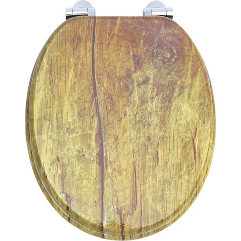 Homseat Abattant WC en MDF avec fonction de fermeture douceVeine de bois vintage (1/4)