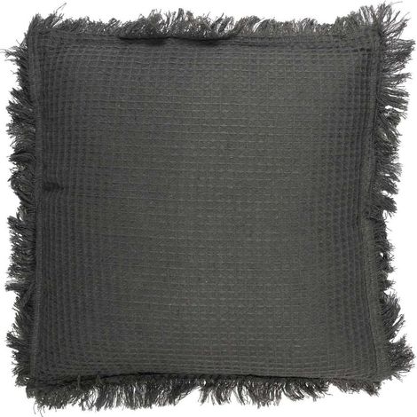 Coussin Déco Déhoussable "Gaufré" 40x40cm Anthracite (1/4)