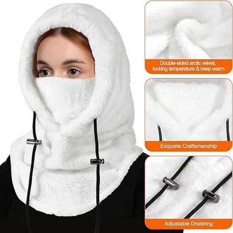 Capucha de forro polar cálida para invierno, capucha universal para esquí, capucha multifuncional cortavientos y cálida con calentador de cuello (1/5)