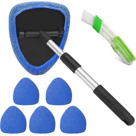 Glasreiniger Set mit Teleskopgriff, 6 Mikrofasertüchern und Bürste (1/5)