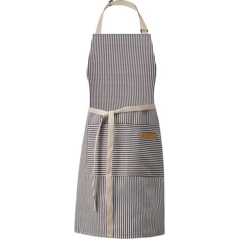 Tabliers de cuisine réglables – Tablier doux à rayures pour homme et femme avec 2 poches (1/5)
