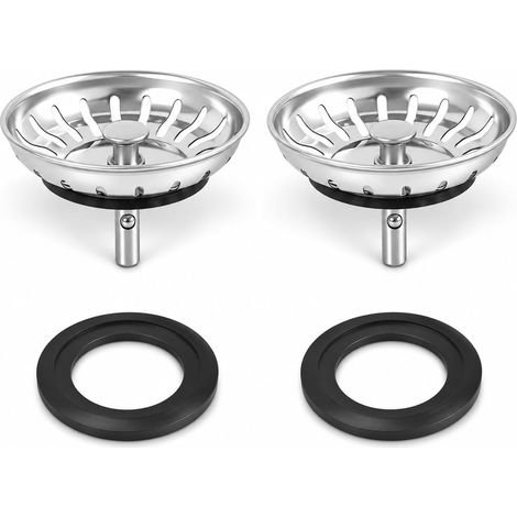 2 Pièces Bouchon Evier Cuisine INOX 80mm, Bouchon Evier Cuisine Crépine Universelle avec Filtre Anti-Colmatage, Grille Amovible et Joints de Rechange pour Évier de Cuisine, pour évier de Cuisine (1/5)