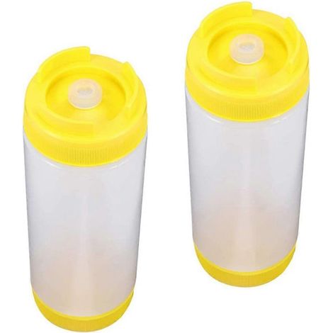 2 flexible Plastikflaschen mit Doppeldüsen für Barbecue-Sauce oder Ketchup (1/5)