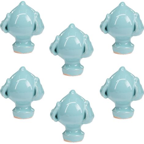 Lupia - Set 6 pezzi PUMO Salentino in Ceramica CELESTE, Chiuso Altezza 6 cm, artigianali Unici in ogni pezzo, Segnaposto per eventi, feste, cerimonie e matrimonio, Soprammobile Bomboniera (1/4)