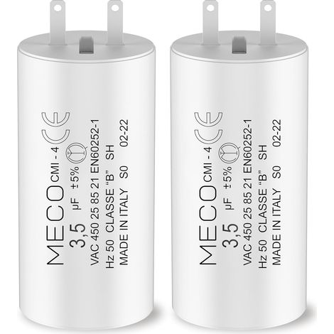 Lot de 2 Condensateurs 3,5 uF pour Moteur de Volet Roulant Somfy  Durée de Vie 10 000 Heures  Condensateur Cylindrique Meco (1/2)