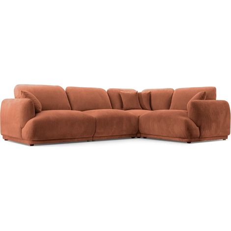 ROSALIE L - Canapé angle modulable petit velours côtelé 4 places Terracotta Gauche (1/5)