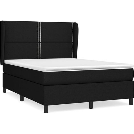 Sommier à lattes de lit avec matelas Noir 140x190 Tissu (1/5)