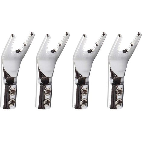 Lot de 4 connecteurs audio en Y (fiches bananes à souder, en cuivre rhodié, à visser) pour haut-parleurs Hi-Fi. (1/5)