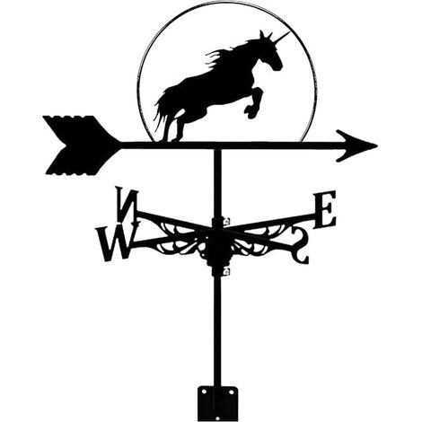 Girouette noire pour toit, indicateur de vent en métal, poteau de jardin adapté à la décoration de garages, dômes, granges, jardins et fermes. (1/4)