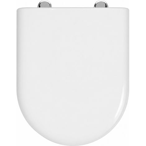 Schläfer 4649110 - Sedile Copriwater per Ideal Standard Serie Esedra Compatibile, Tavoletta WC in Termoindurente Bianco Lucido, Cerniere in Acciaio Inox, Ricambio con Forma Dedicata, 43 x 34,7 cm