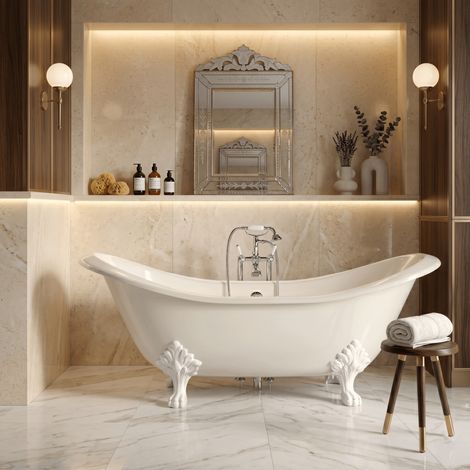 Bañera de Hierro KINGSTON blanca  182 cm Patas BLANCAS (1/5)