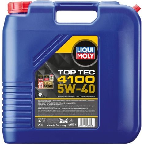 LIQUI MOLY OIL 5W40 20L TOP TEC 4100 / DPF/FAP / 502.00 505.00 505.01 / 229.31 / LL-04 / WSS-M2C 917-A