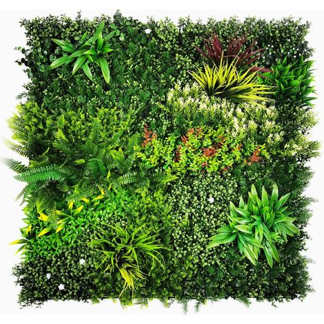 Agco – Plaque végétale artificielle 1m x 1m – 1476 feuilles/m² – Résistante aux intempéries et au vent jusqu'à 150 km/h – Décoration murale