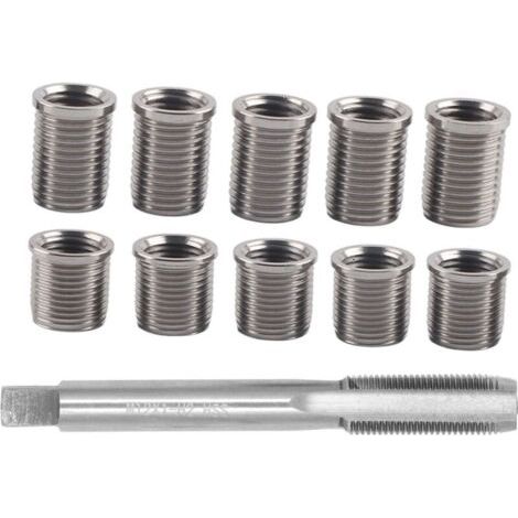 Outil de réparation de filetage de bougie d'allumage – Kit avec 10 tuyaux M10x1.0 et 1 taraud M12x1.0 – Acier inoxydable et rapide (1/5)