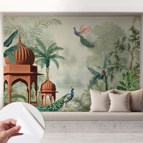 Papier peint autocollant avec imprimé pour décoration intérieure pour rénovation a motif Jardins de paons 208x146 cm (1/5)