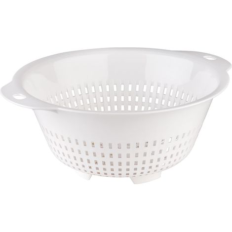 APS 786 Colino da cucina con diametro di 27,5 cm, altezza 12 cm, colino per pasta, scolapasta con impugnatura ergonomica, bianco (1/5)