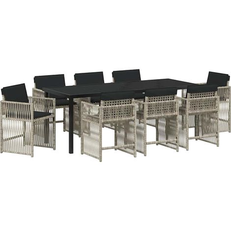 Maison Exclusive - Set da Pranzo per Giardino 9 pcs Grigio chiaro polyrattan
