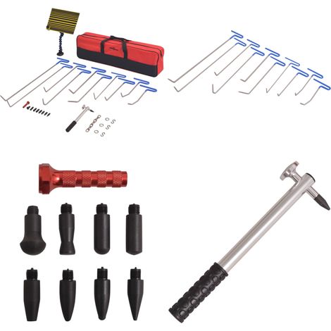 Set reparación de abolladuras sin pintura acero inox 28 piezas - Abolladuras en automóvil - Herramientas para reparación automotriz