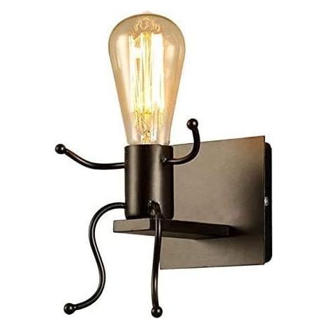 Créatifs Applique Murale Rétro Fer Vintage Lampe murale Moderne Individuels Applique Métal Lampe pour Bar, Chambre à Coucher, Cuisine, Restaurant, Café, Couloir E27 (Noir) (1/5)